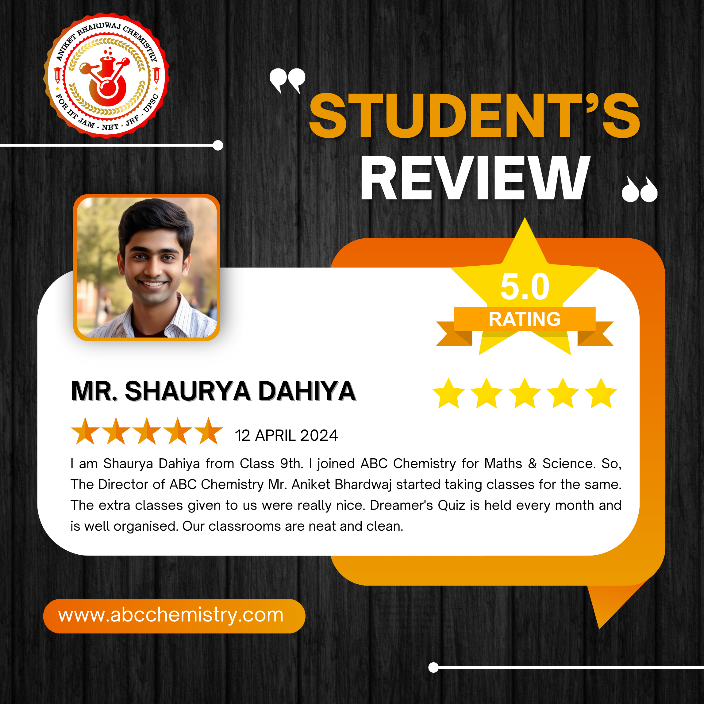 Shubhankar Sinha – best chemistry & maths teacher (Nov 2023) Shaurya Srivastva – detailed feedback on classes & quizzes (Apr 2024) Shaurya Dahiya – same detailed feedback (Apr 2024)